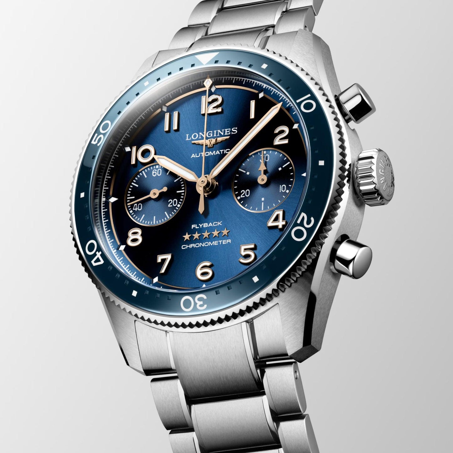 Longines montre Longines Spirit Flyback 42mm bleu automatique acier L3.821.4.93.6