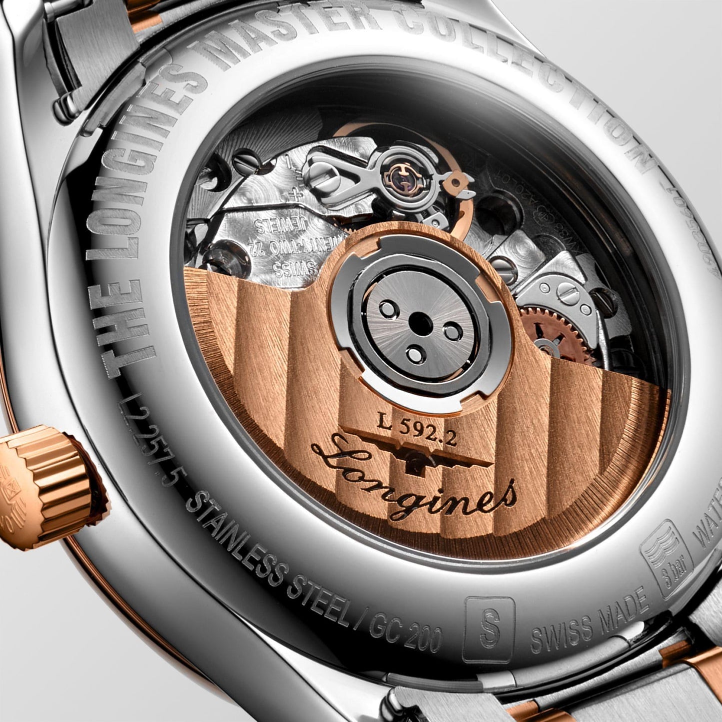 Montre Longines Master Collection 29mm nacre diamants automatique acier or rose L2.257.5.89.7