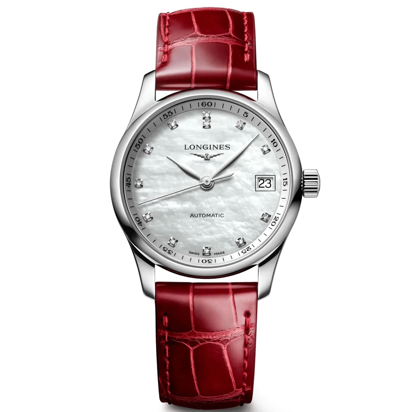 Longines montre Master Collection 34mm nacre diamants automatique acier L2.357.4.87.2