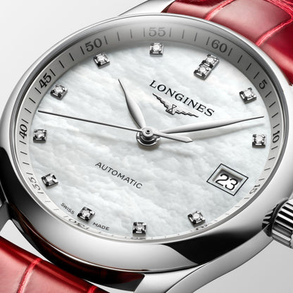 Longines montre Master Collection 34mm nacre diamants automatique acier L2.357.4.87.2
