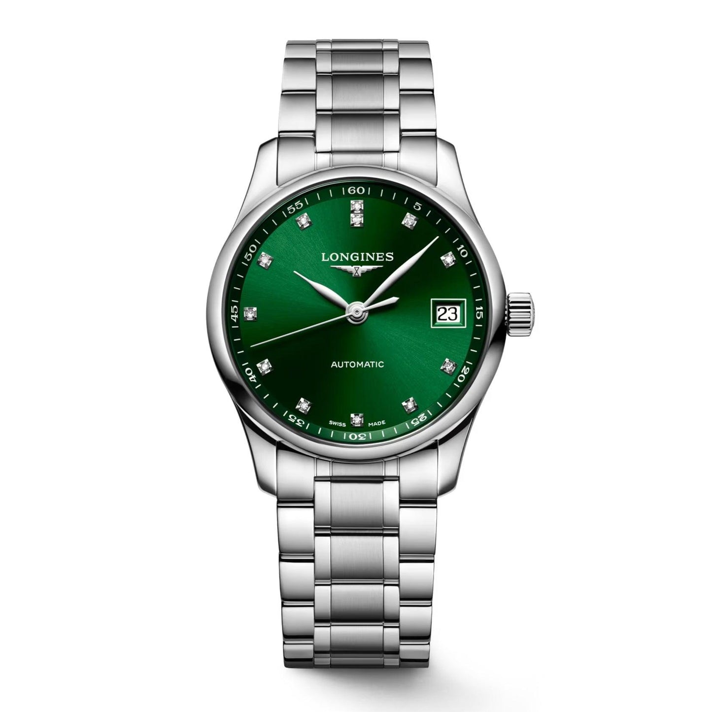 Longines montre Master Collection 34mm vert diamants automatique acier L2.357.4.99.6