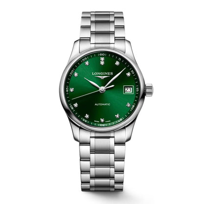 Longines montre Master Collection 34mm vert diamants automatique acier L2.357.4.99.6
