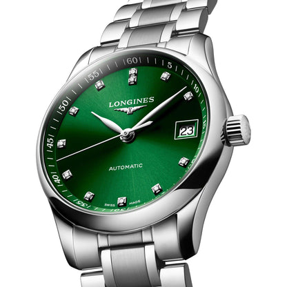 Longines montre Master Collection 34mm vert diamants automatique acier L2.357.4.99.6