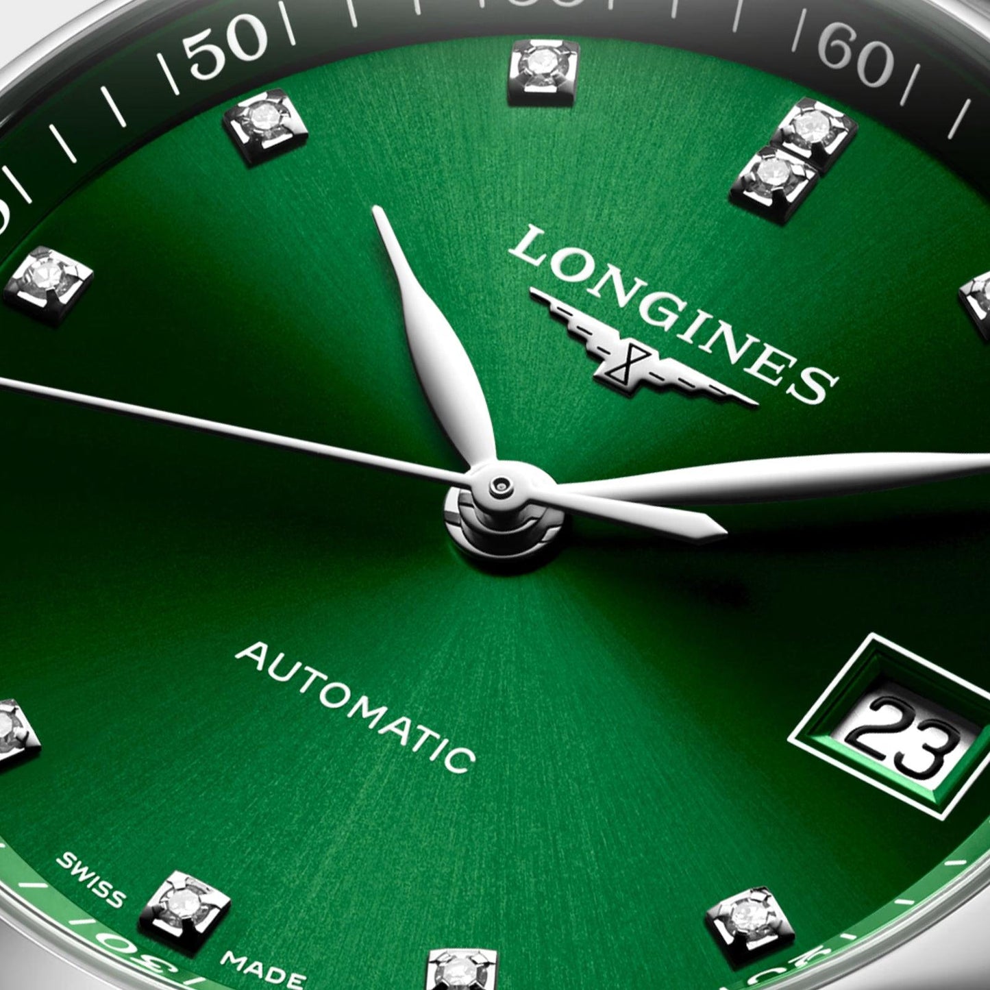 Longines montre Master Collection 34mm vert diamants automatique acier L2.357.4.99.6