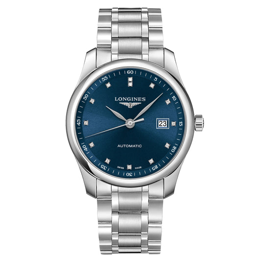 Montre Longines Master Collection automatique 40mm cadran bleu diamants L2.793.4.97.6