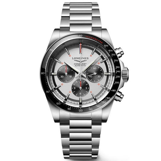 Longines montre New Conquest 42mm argent automatique acier L3.835.4.72.6