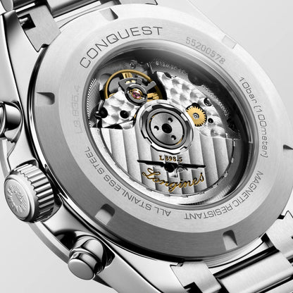 Longines montre New Conquest 42mm argent automatique acier L3.835.4.72.6