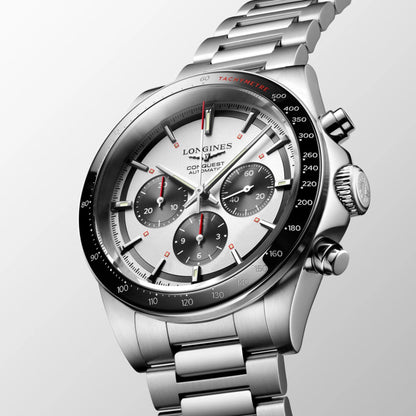 Longines montre New Conquest 42mm argent automatique acier L3.835.4.72.6