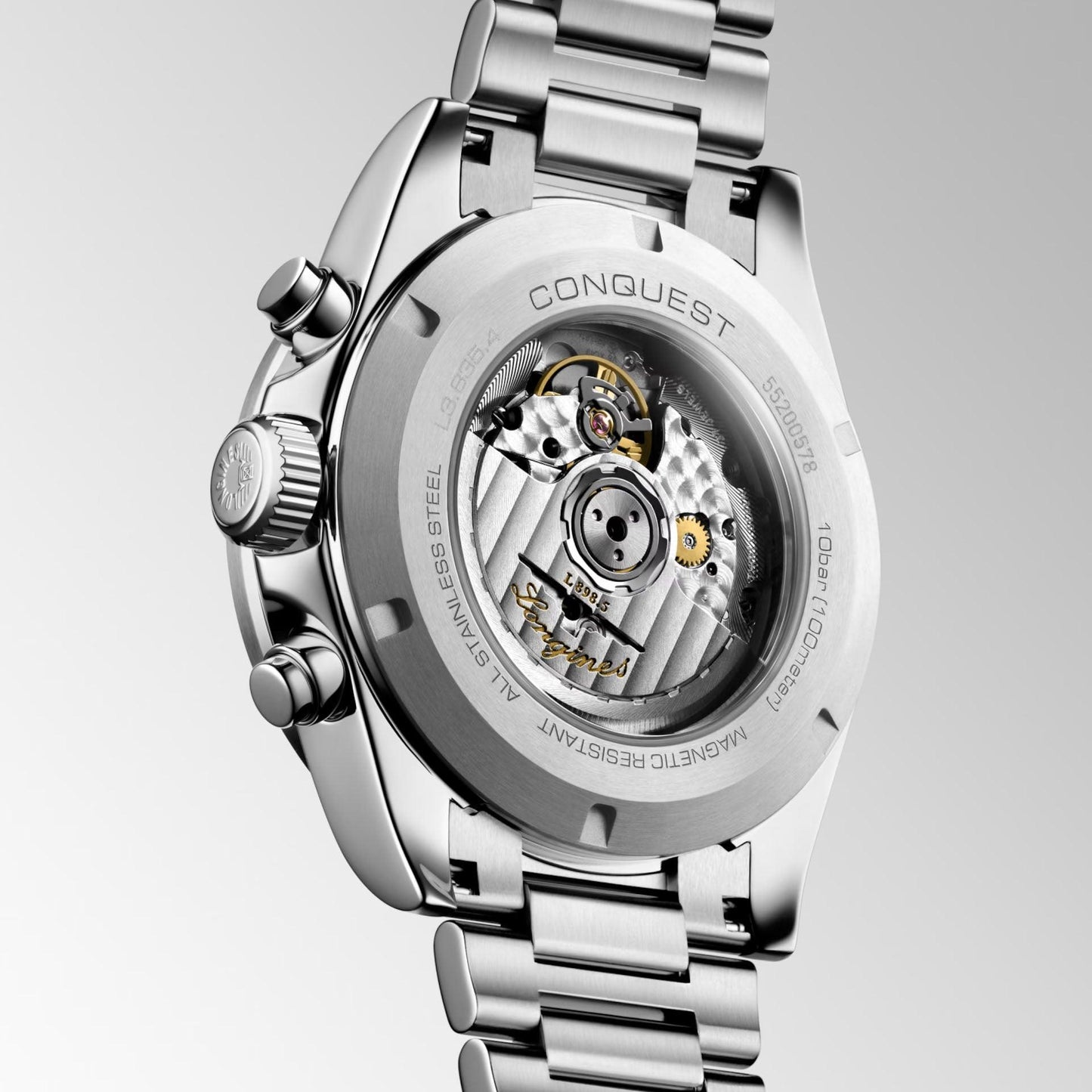Longines montre New Conquest 42mm argent automatique acier L3.835.4.72.6