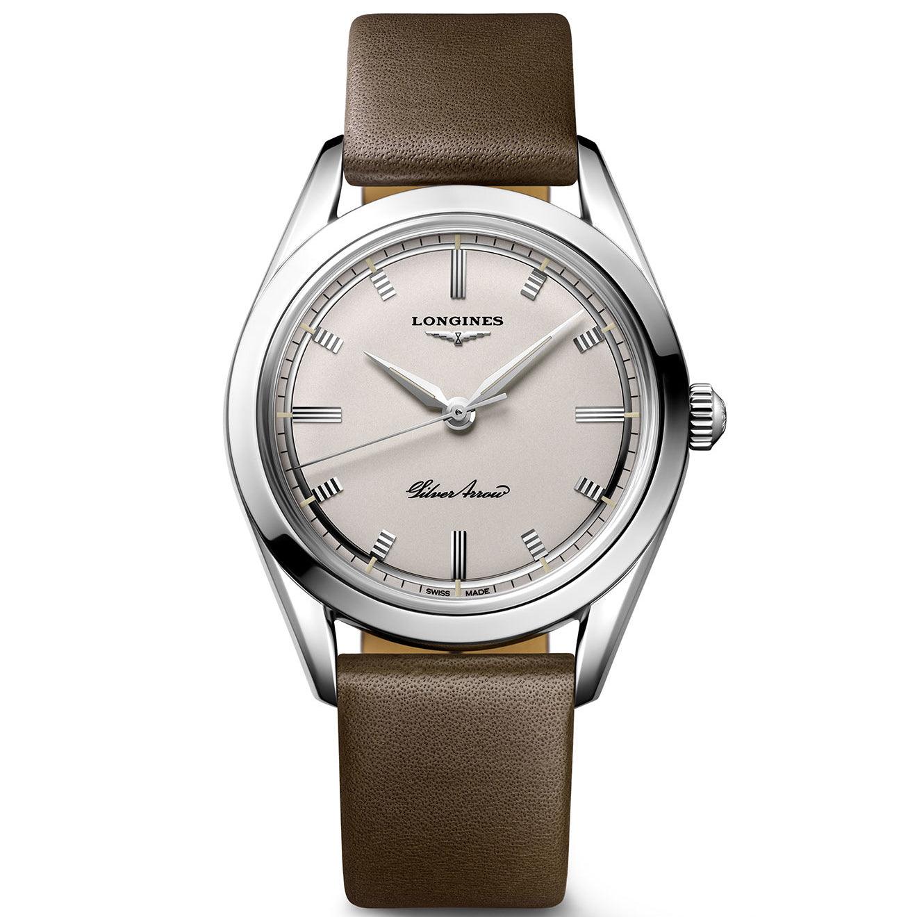 Longines montre Silver Arrow 38,5mm argent automatique acier L2.834.4.72.2
