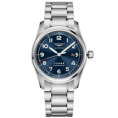 Longines montre Spirit 42mm bleu automatique acier L3.811.4.93.6
