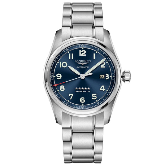Longines montre Spirit 42mm bleu automatique acier L3.811.4.93.6