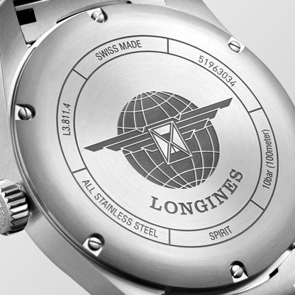 Longines montre Spirit 42mm bleu automatique acier L3.811.4.93.6