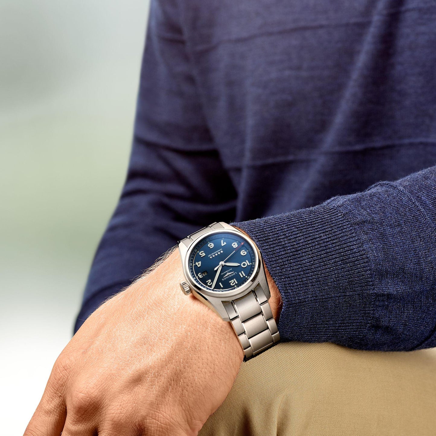 Longines montre Spirit 42mm bleu automatique acier L3.811.4.93.6