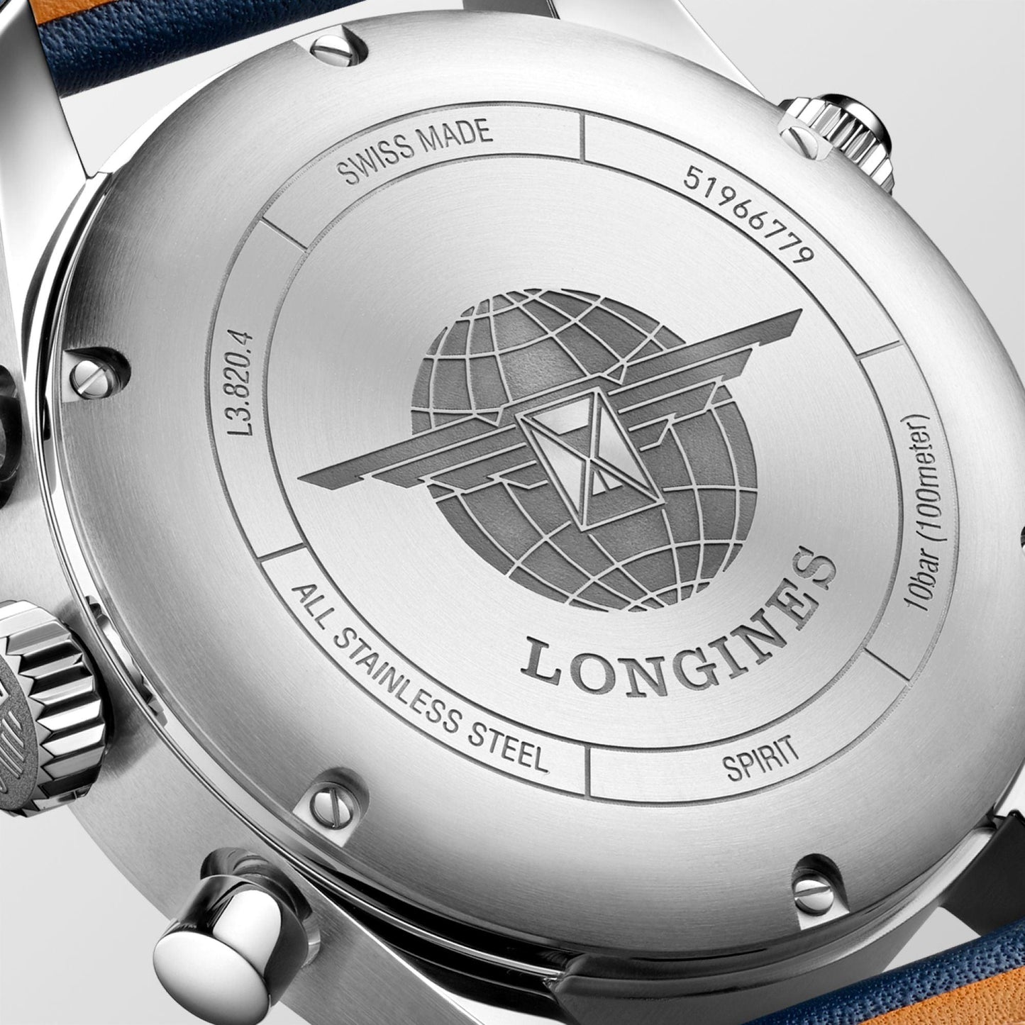 Montre Longines Spirit chronographe 42mm bleue automatique acier L3.820.4.93.0