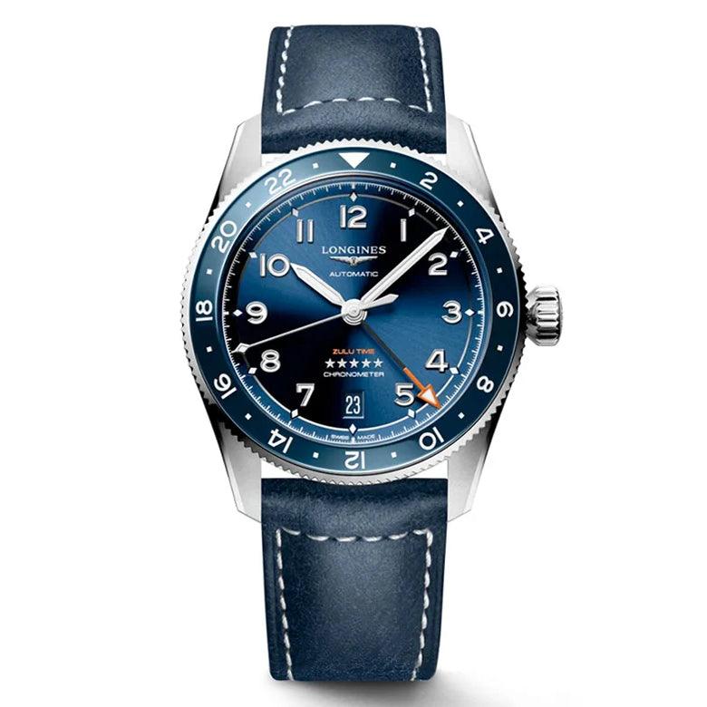 Montre Longines Spirit Zulu Time 39mm bleu automatique acier L3.802.4.93.2