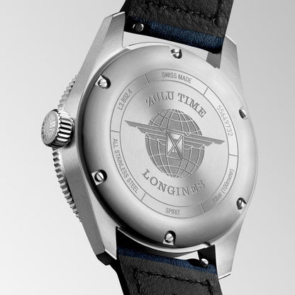 Montre Longines Spirit Zulu Time 39mm bleu automatique acier L3.802.4.93.2