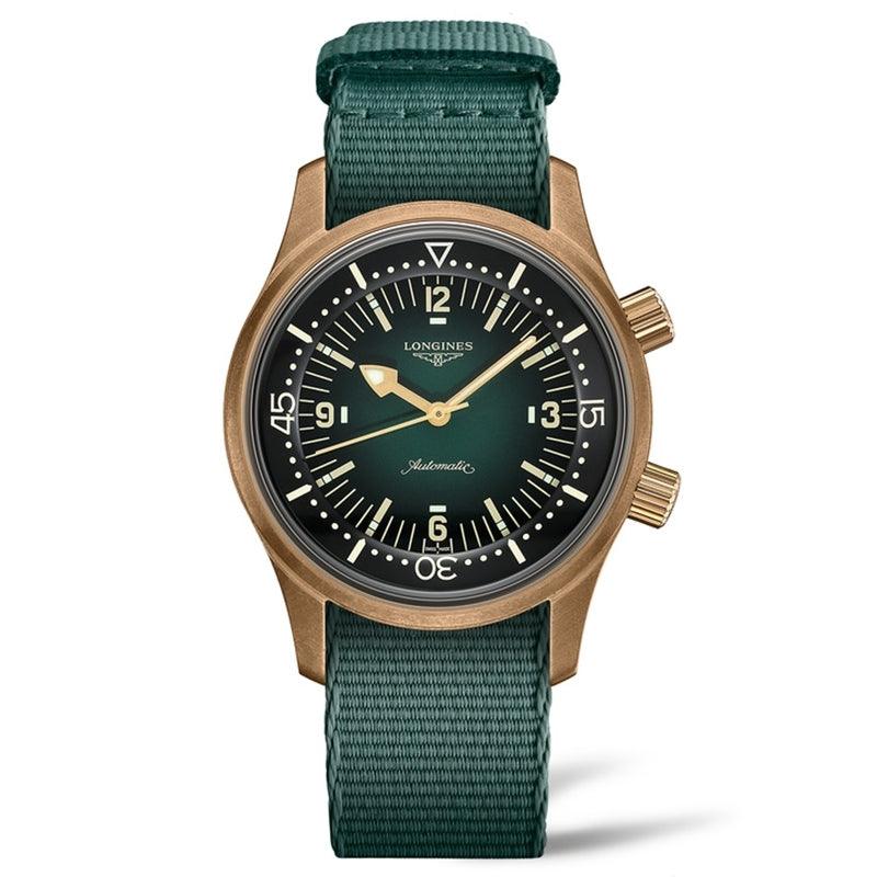 Longines montre The Longines Legend Diver 42mm vert automatique bronze titane L3.774.1.50.2