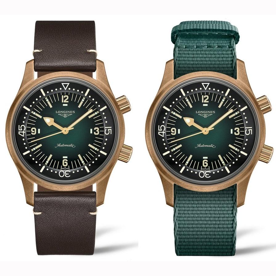 Longines montre The Longines Legend Diver 42mm vert automatique bronze titane L3.774.1.50.2