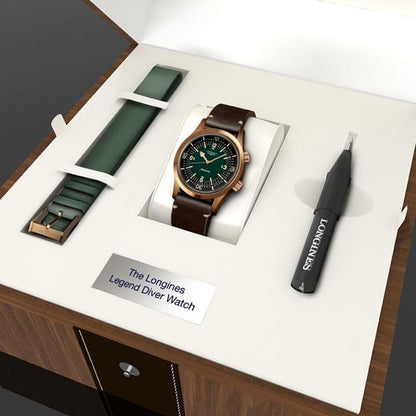 Longines montre The Longines Legend Diver 42mm vert automatique bronze titane L3.774.1.50.2