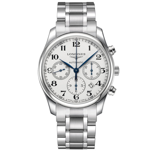 Montre Longines La Collection Maître Chronographe 42 mm argent automatique acier L2.759.4.78.6