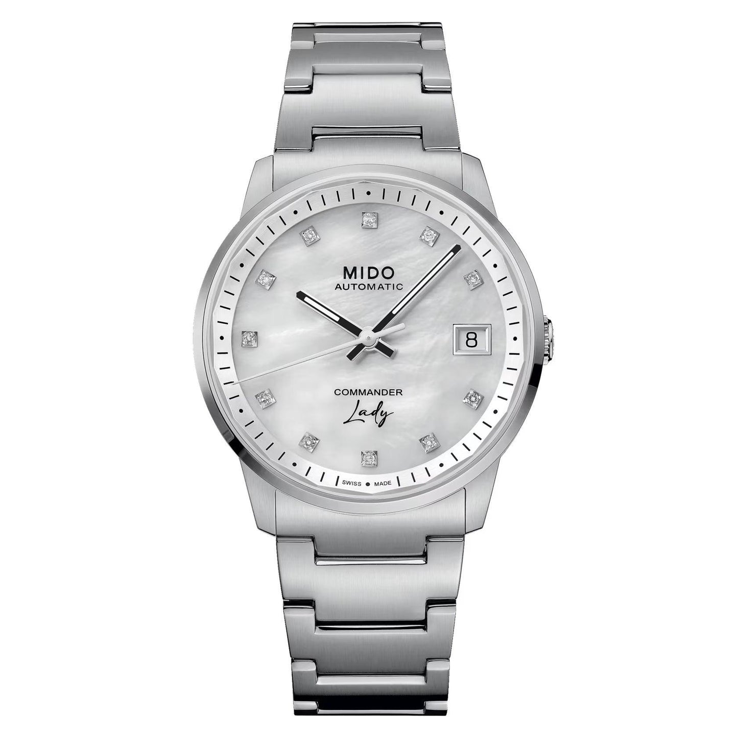 Montre Mido Commander Lady 35 mm en acier automatique avec fermoir en nacre et diamants M021.207.11.106.00