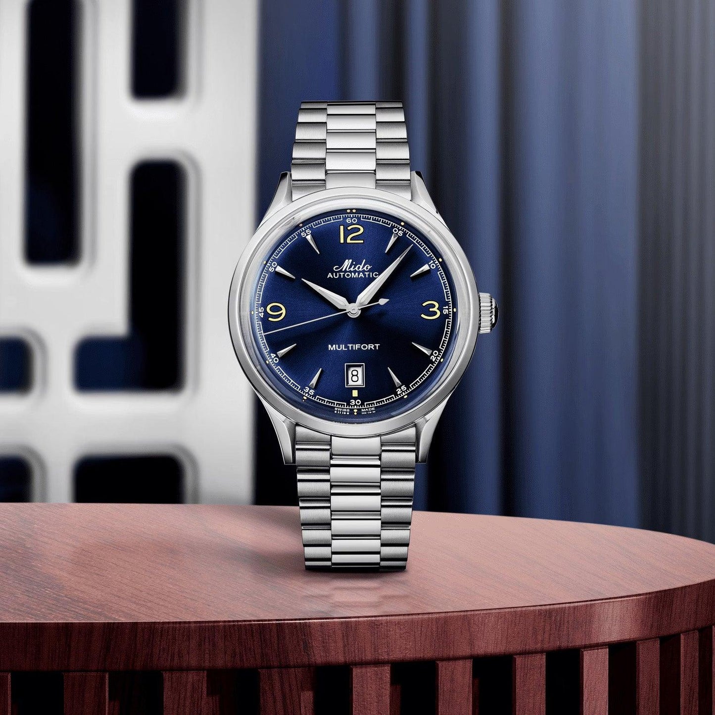 Montre Mido Multifort Powerwind 40mm bleue automatique acier M040.407.11.047.00