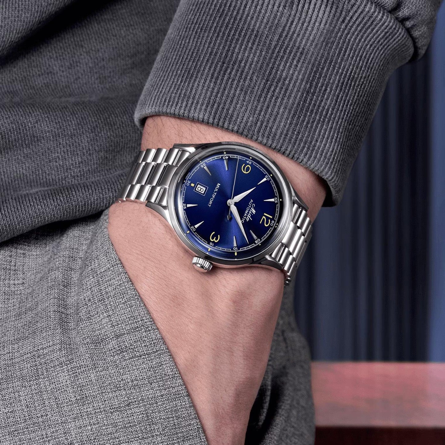 Montre Mido Multifort Powerwind 40mm bleue automatique acier M040.407.11.047.00