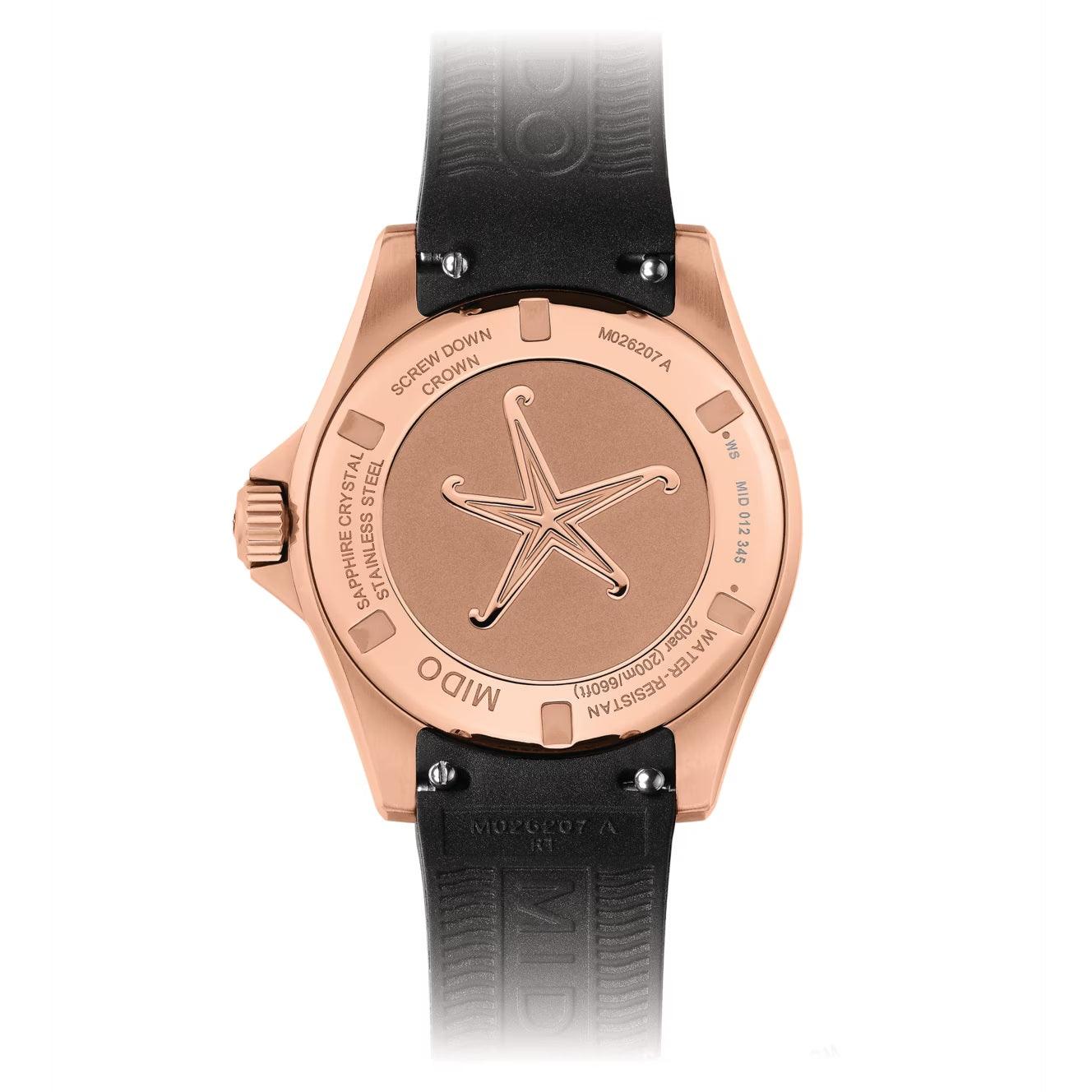 Mido montre Ocean Star Lady 36,5mm noir automatique acier finition PVD or rose M026.207.37.056.00