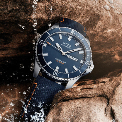 Montre Mido Ocean Star Red Bull Cliff Diving édition limitée 500pz 42mm bleu automatique acier M026.430.17.041.00