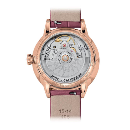 Mido montre Rainflower Night 34mm nacre diamants automatique acier finition PVD or rose M043.207.36.106.00