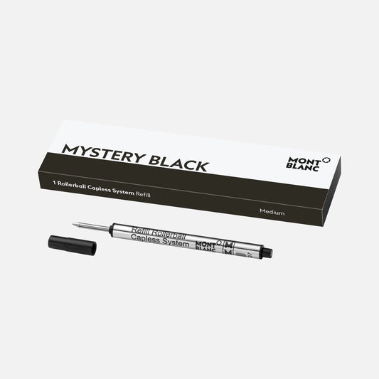 Recharge Montblanc 1 pour système rollerball sans capuchon, pointe noire moyenne, pointe Mystery Black M 128242