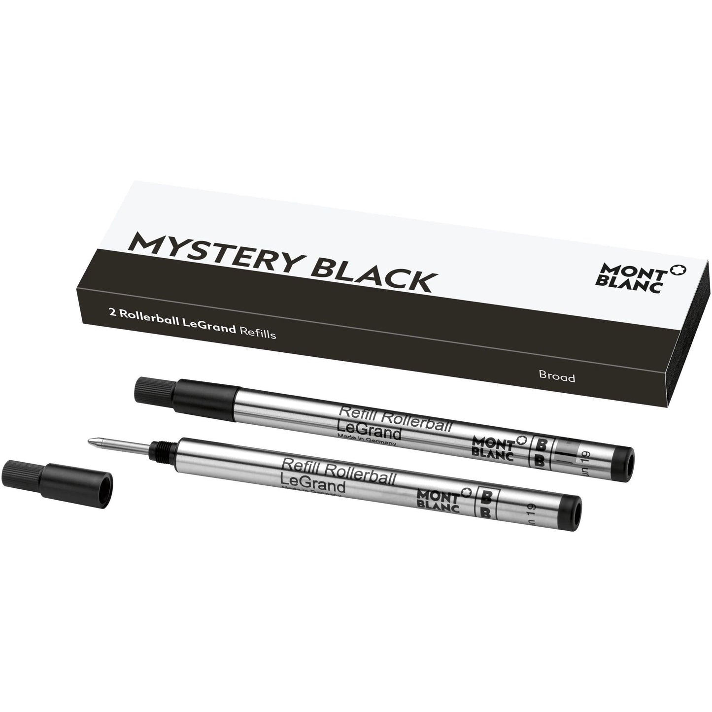 Recharges pour stylo roller Montblanc 2 LeGrand Broad Mystery Black, noires, référence 128226