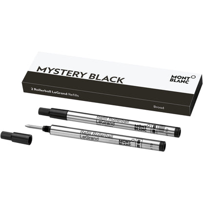 Recharges pour stylo roller Montblanc 2 LeGrand Broad Mystery Black, noires, référence 128226