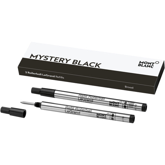 Recharges pour stylo roller Montblanc 2 LeGrand Broad Mystery Black, noires, référence 128226