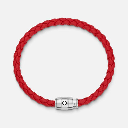 Montblanc bracelet en cuir tressé rouge fermeture à 3 anneaux taille M 130902 63
