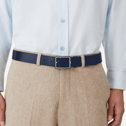 Ceinture Montblanc 35 mm avec boucle rectangulaire en cuir bleu/gris réversible, taille ajustable 131193