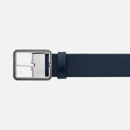 Ceinture Montblanc 35 mm avec boucle rectangulaire en cuir bleu/gris réversible, taille ajustable 131193