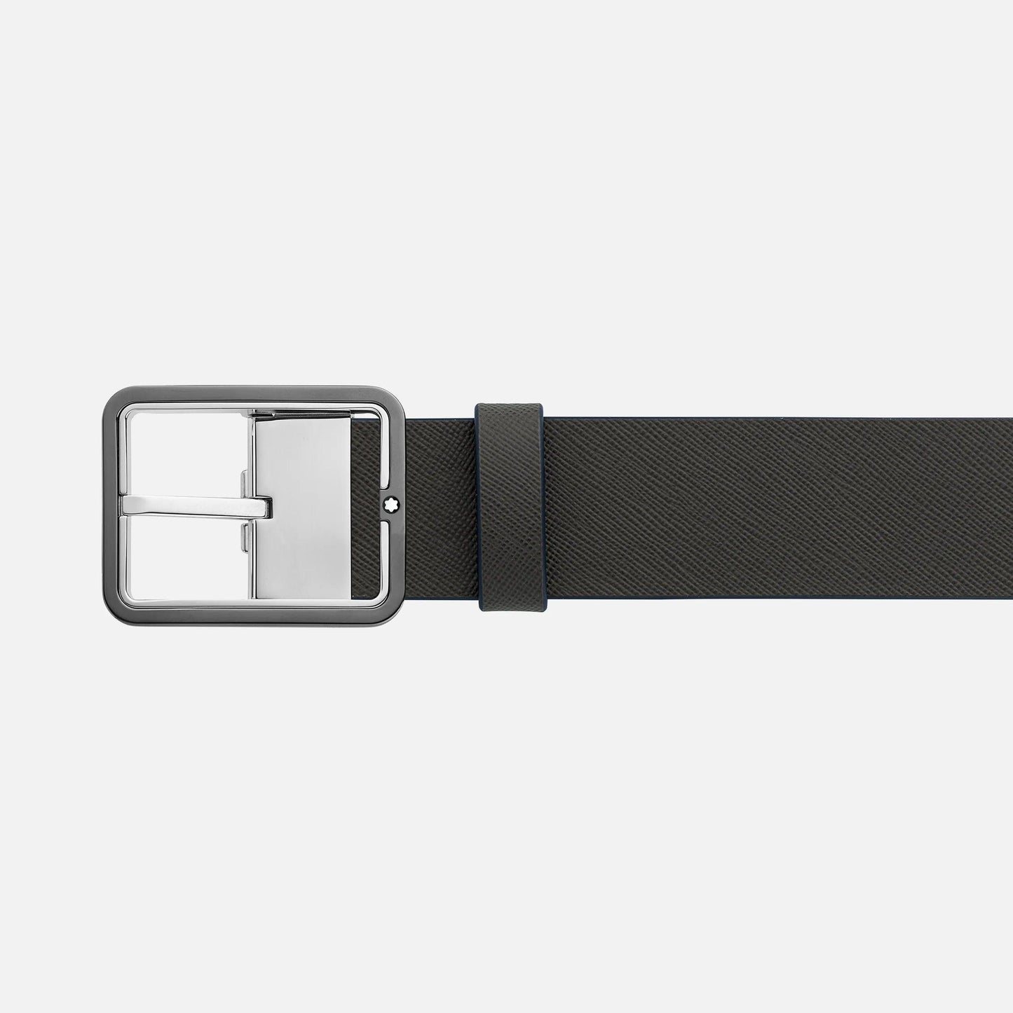 Ceinture Montblanc 35 mm avec boucle rectangulaire en cuir bleu/gris réversible, taille ajustable 131193