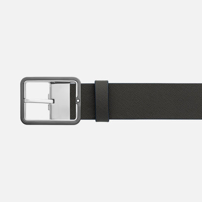 Ceinture Montblanc 35 mm avec boucle rectangulaire en cuir bleu/gris réversible, taille ajustable 131193