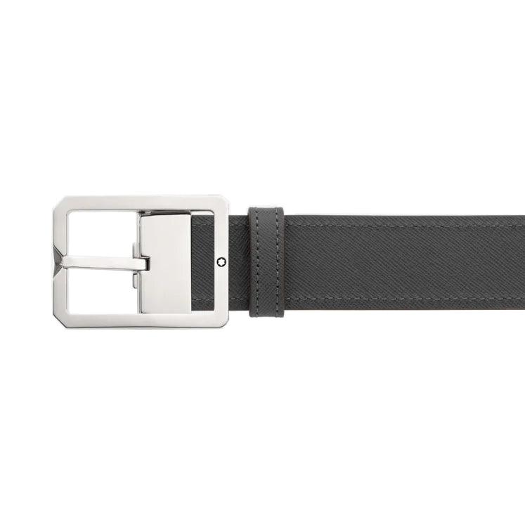 Montblanc ceinture 35mm avec boucle rectangulaire en cuir marron/gris réversible taille ajustable 131164