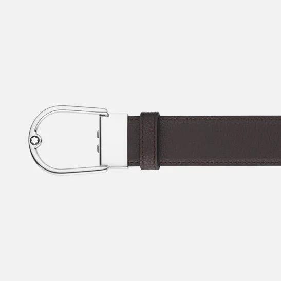 Ceinture Montblanc 35 mm, boucle fer à cheval, cuir grainé réversible ébène/noir 198632