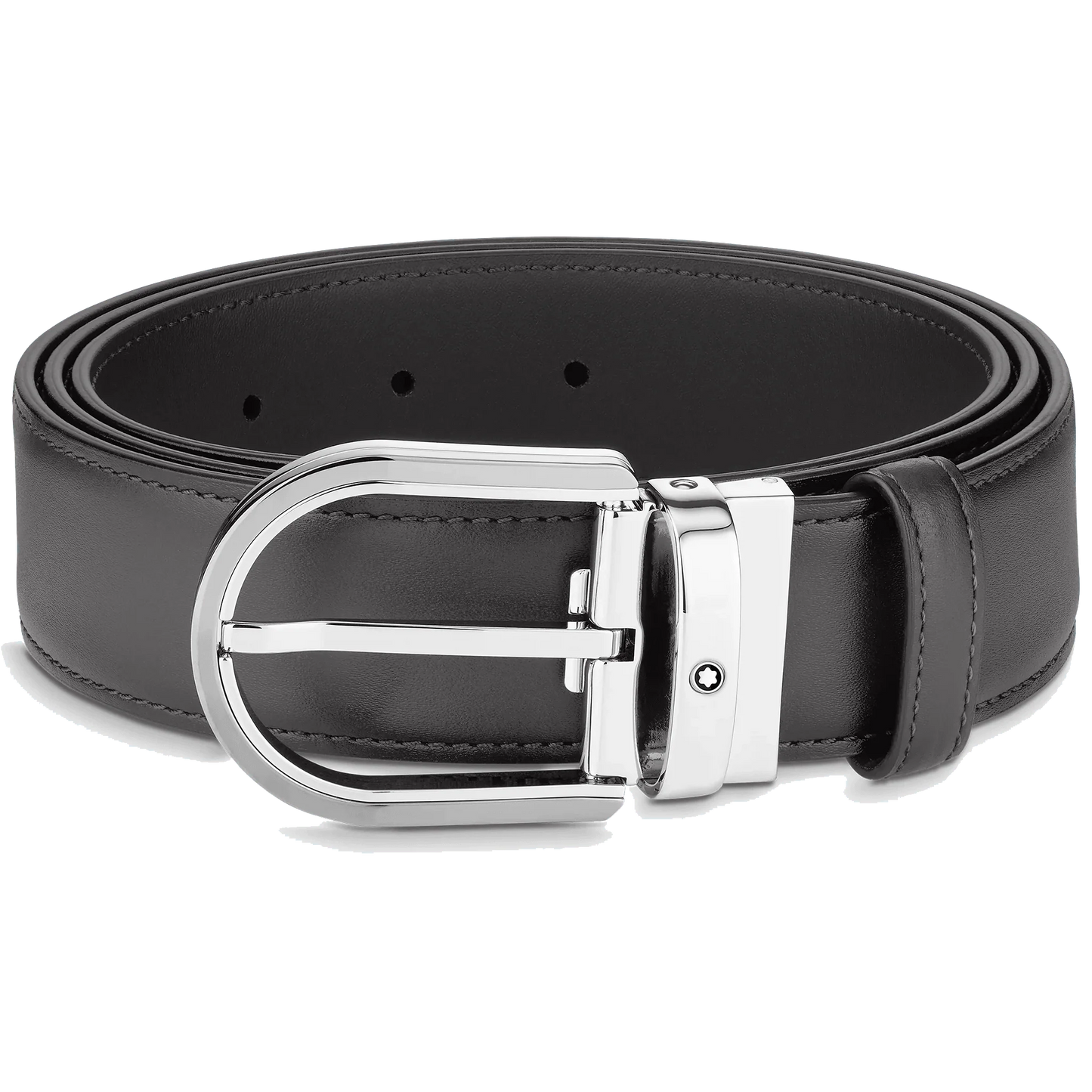 Montblanc ceinture 35 mm en cuir gris avec boucle en forme de fer à cheval 129437