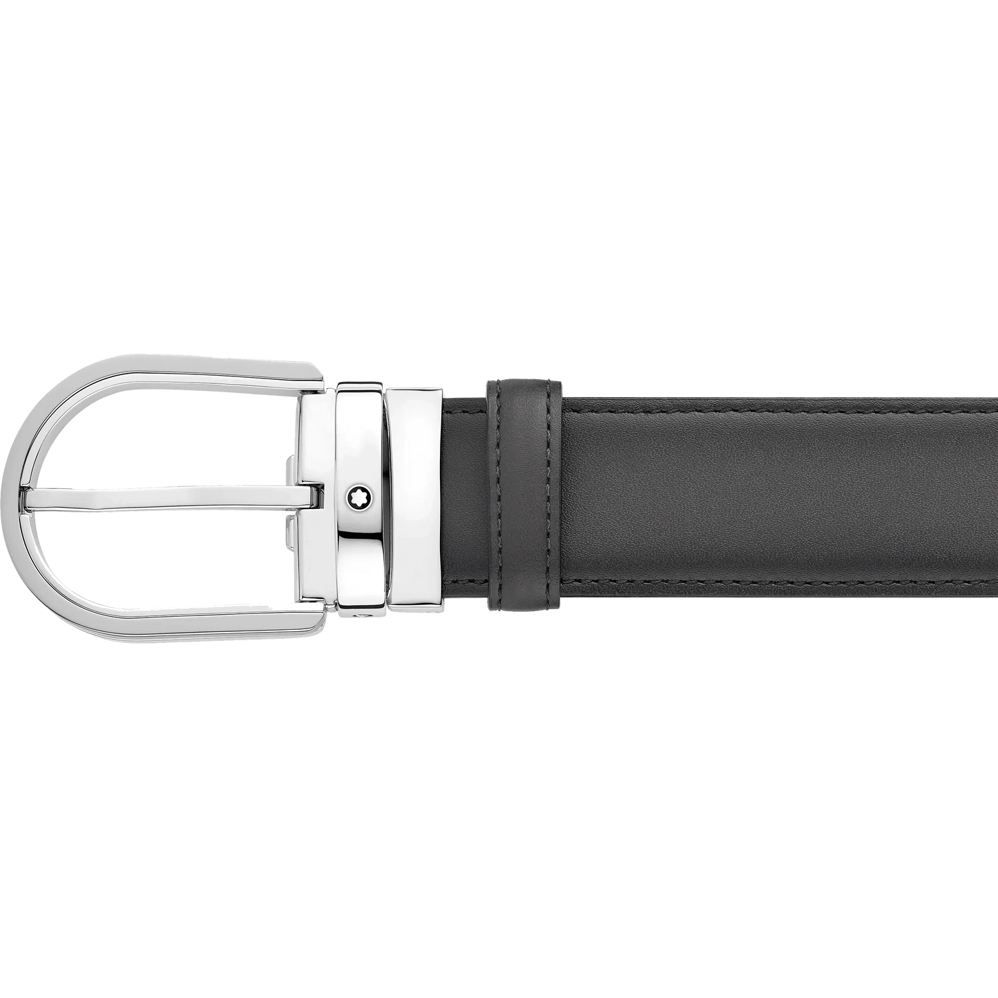 Montblanc ceinture 35 mm en cuir gris avec boucle en forme de fer à cheval 129437