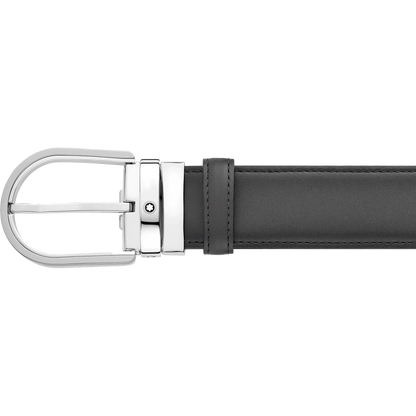 Montblanc ceinture 35 mm en cuir gris avec boucle en forme de fer à cheval 129437