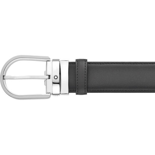 Montblanc ceinture 35 mm en cuir gris avec boucle en forme de fer à cheval 129437