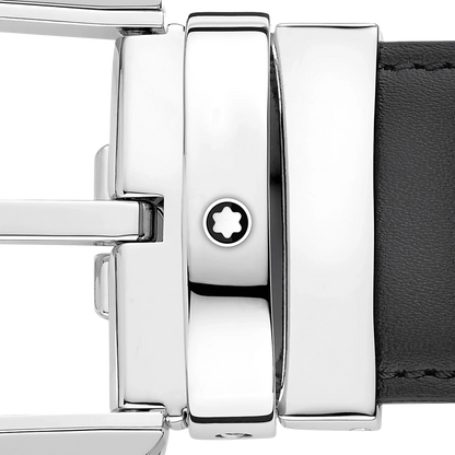 Montblanc ceinture 35 mm en cuir gris avec boucle en forme de fer à cheval 129437