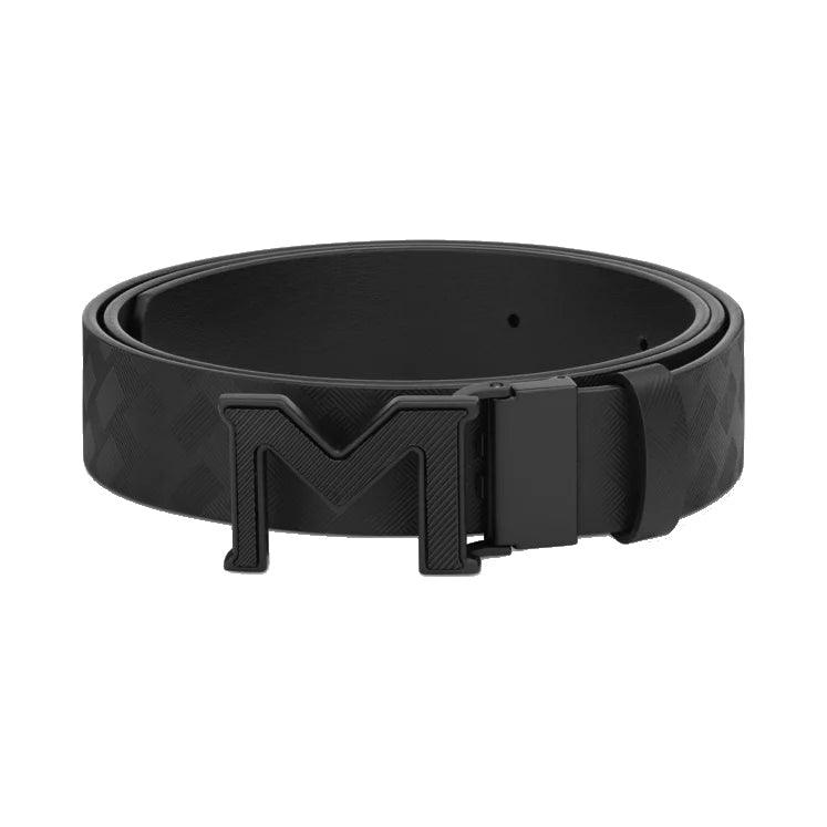 Ceinture Montblanc réversible avec boucle M Extreme 3.0 noire/noire lisse 198646