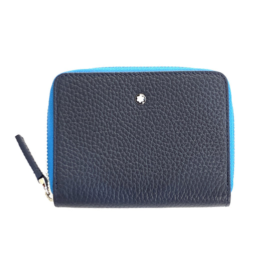 Montblanc étui accessoires pour téléphone 1 grand compartiment Meisterstück Soft Grain bleu ciel 124126