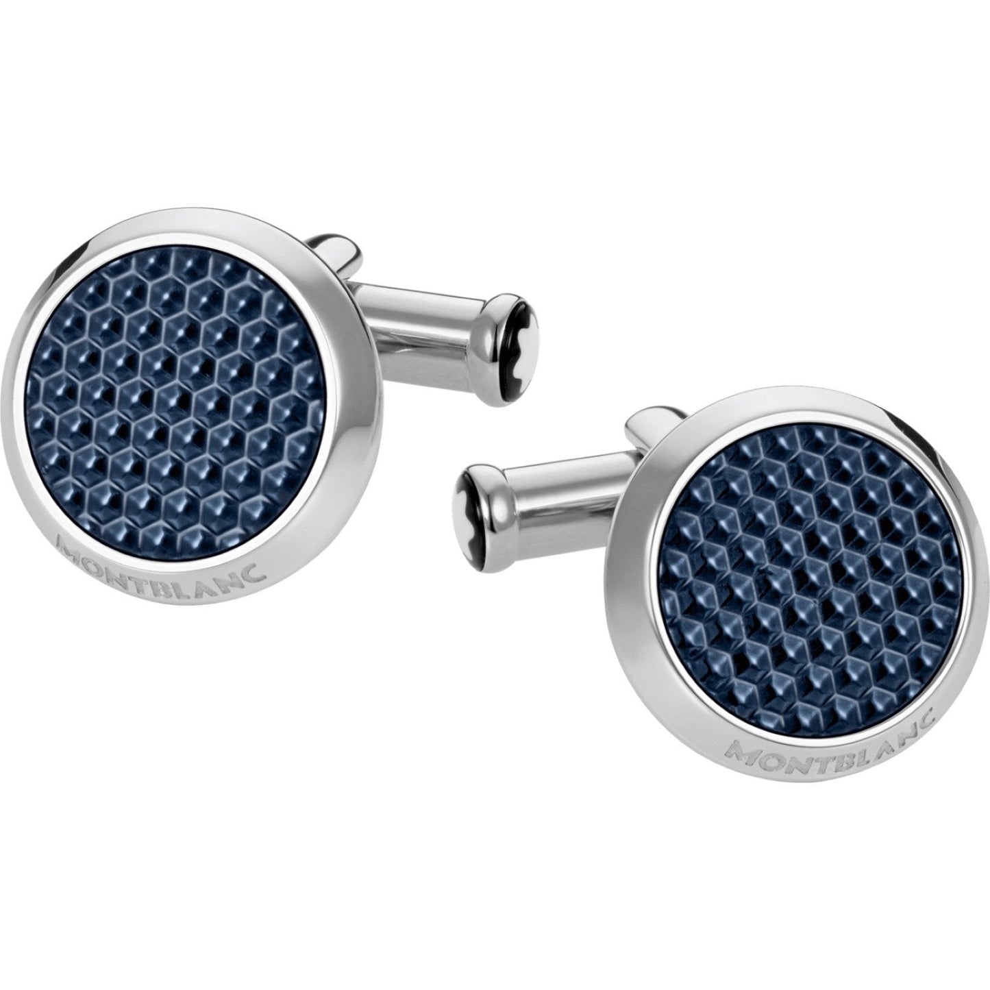 Montblanc boutons de manchette acier Meisterstück bleu 112904